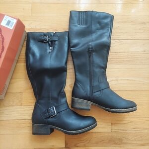SO Black Moto Boots with Buckle Detail